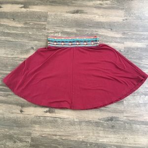 LunaChix Maroon Tribal Accent Skater Skirt